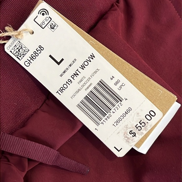 ⭐️ New adidas Tiro 19 Training Pants GH6858 Burgundy Size Large - Picture 5 of 7